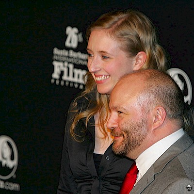 King's Speech Producer Gareth Unwin (R) with Rosie Ellis (L)