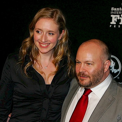 King's Speech Producer Gareth Unwin (R) with Rosie Ellis (L)