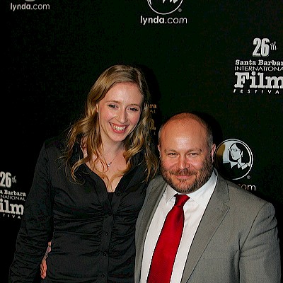 King's Speech Producer Gareth Unwin (R) with Rosie Ellis (L)